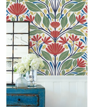 SC20601 - Carmela Folk Floral Wallpaper-Seabrook Summer House