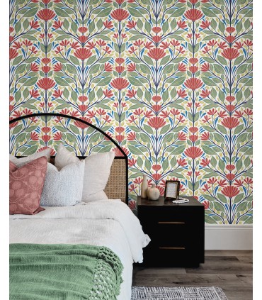 SC20601 - Carmela Folk Floral Wallpaper-Seabrook Summer House