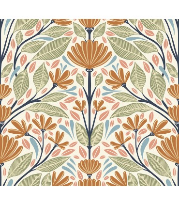 SC20606 - Carmela Folk Floral Wallpaper-Seabrook Summer House