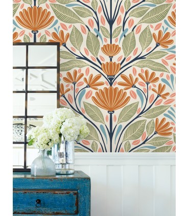 SC20606 - Carmela Folk Floral Wallpaper-Seabrook Summer House