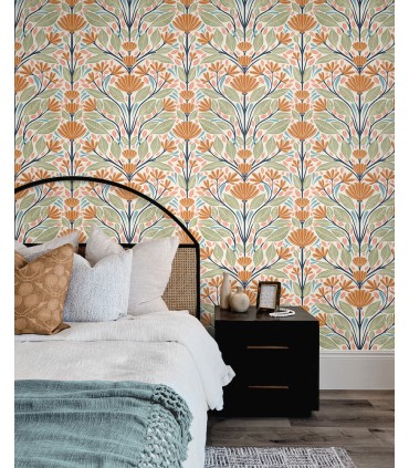 SC20606 - Carmela Folk Floral Wallpaper-Seabrook Summer House