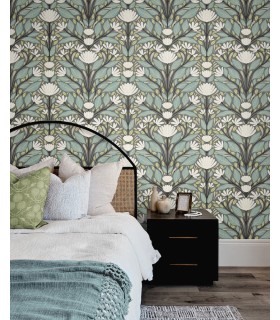 SC20608 - Carmela Folk Floral Wallpaper-Seabrook Summer House