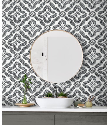 SC21300 - Talia Botanical Medallion Wallpaper-Seabrook Summer House