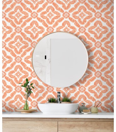 SC21301 - Talia Botanical Medallion Wallpaper-Seabrook Summer House