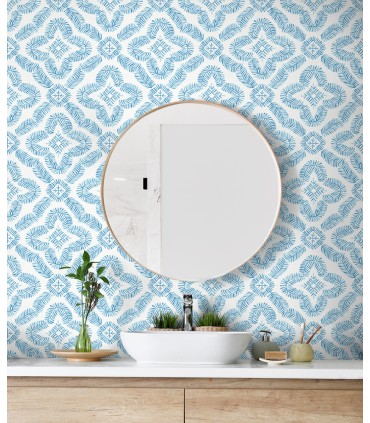 SC21302 - Talia Botanical Medallion Wallpaper-Seabrook Summer House