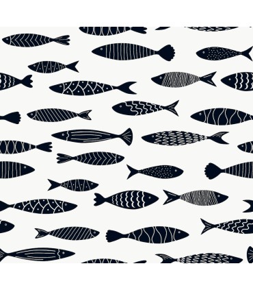 SC21500 - Bay Fish Wallpaper-Seabrook Summer House