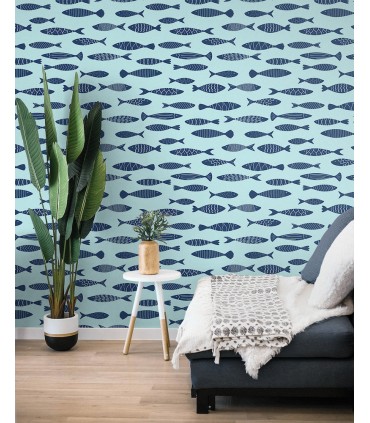 SC21502 - Bay Fish Wallpaper-Seabrook Summer House