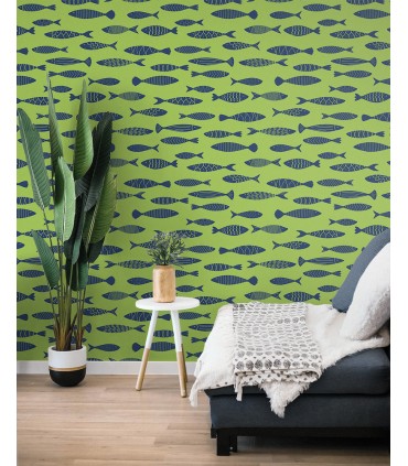 SC21504 - Bay Fish Wallpaper-Seabrook Summer House