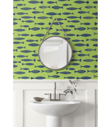 SC21504 - Bay Fish Wallpaper-Seabrook Summer House