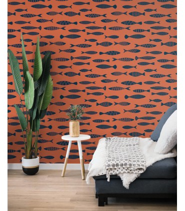 SC21506 - Bay Fish Wallpaper-Seabrook Summer House
