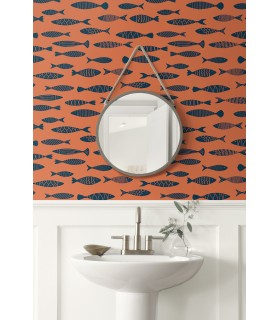 SC21506 - Bay Fish Wallpaper-Seabrook Summer House