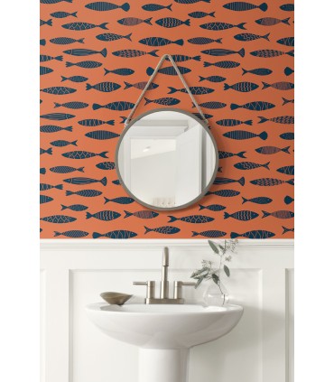 SC21506 - Bay Fish Wallpaper-Seabrook Summer House
