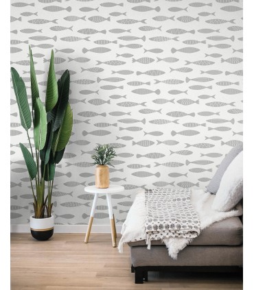 SC21508 - Bay Fish Wallpaper-Seabrook Summer House