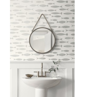 SC21508 - Bay Fish Wallpaper-Seabrook Summer House