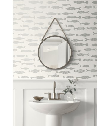 SC21508 - Bay Fish Wallpaper-Seabrook Summer House