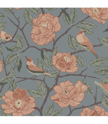 4143-34025 - Bernadina Blue Rosebush Wallpaper-Botanica