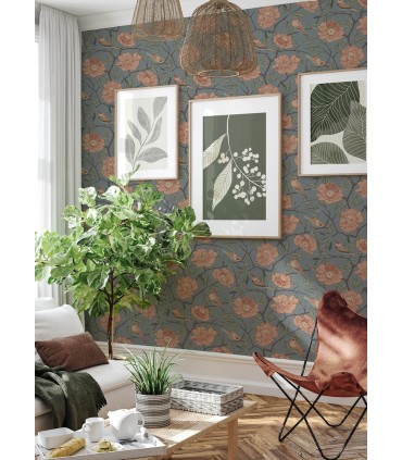 4143-34025 - Bernadina Blue Rosebush Wallpaper-Botanica
