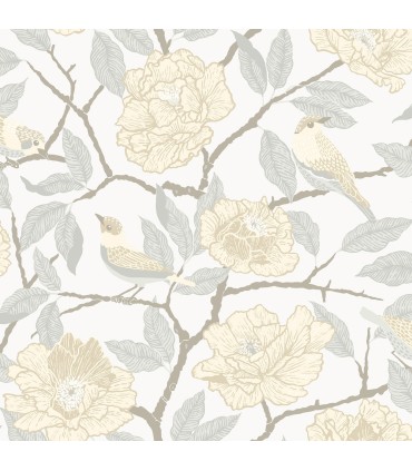 4143-34022 - Bernadina Light Yellow Rosebush Wallpaper-Botanica