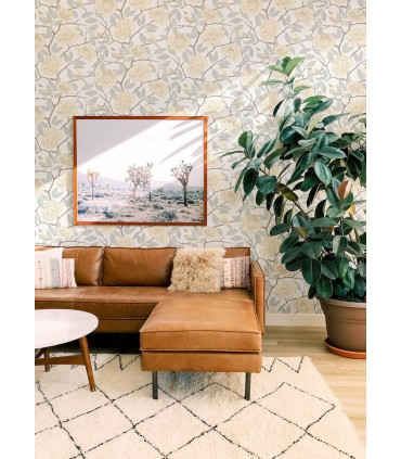 4143-34022 - Bernadina Light Yellow Rosebush Wallpaper-Botanica