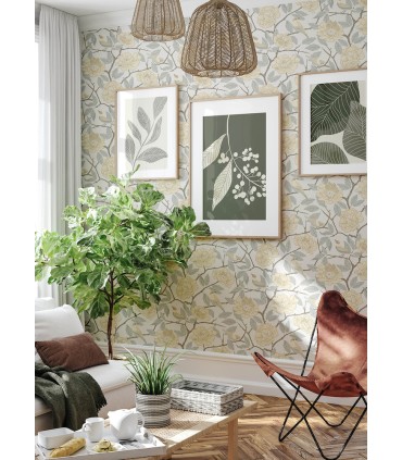 4143-34022 - Bernadina Light Yellow Rosebush Wallpaper-Botanica
