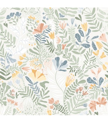 4143-22005 - Brittsommar Seafoam Woodland Floral Wallpaper-Botanica