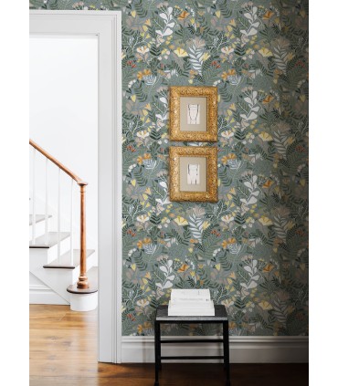 4143-22008 - Brittsommar Slate Woodland Floral Wallpaper-Botanica