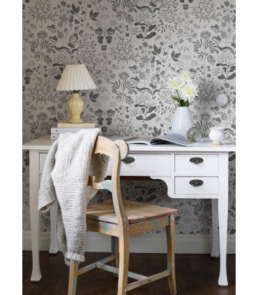 4143-22029 - Groh Grey Floral Wallpaper-Botanica