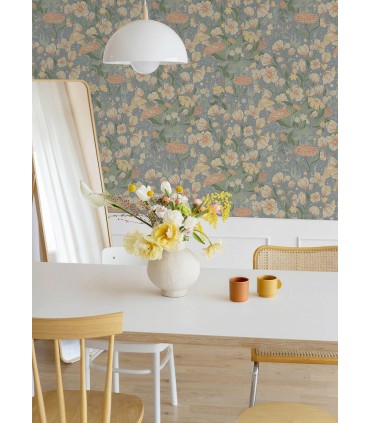 4143-22013 - Hava Coral Meadow Flowers Wallpaper-Botanica