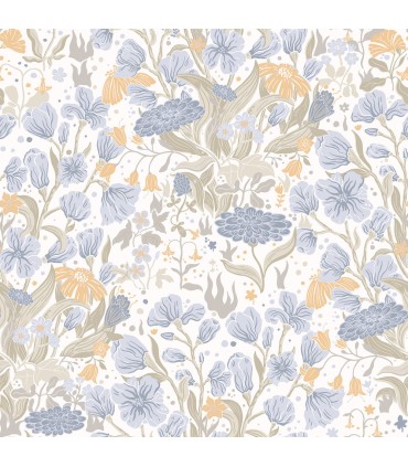 4143-22010 - Hava Light Blue Meadow Flowers Wallpaper-Botanica