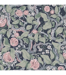 4143-22028 - Kort Dark Blue Fruit and Floral Wallpaper-Botanica