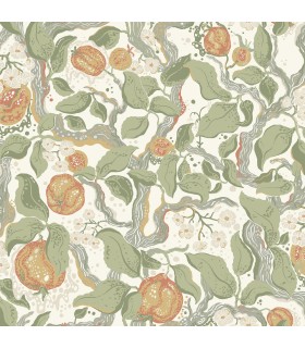 4143-22026 - Kort Green Fruit and Floral Wallpaper-Botanica