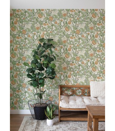 4143-22026 - Kort Green Fruit and Floral Wallpaper-Botanica
