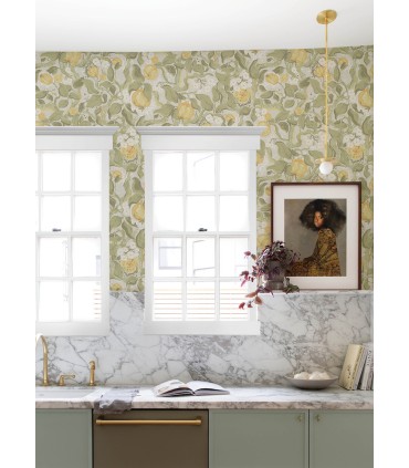 4143-22025 - Kort Sage Fruit and Floral Wallpaper-Botanica
