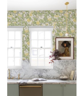 4143-22027 - Kort Yellow Fruit and Floral Wallpaper-Botanica