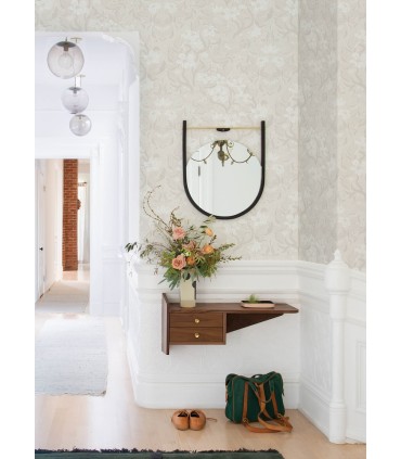 4143-22019 - Lisa Grey Floral Damask Wallpaper-Botanica