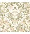 4143-22017 - Lisa Olive Floral Damask Wallpaper-Botanica