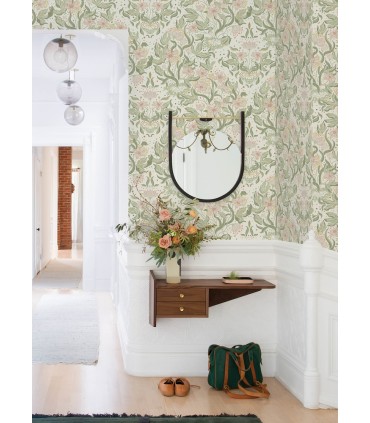 4143-22017 - Lisa Olive Floral Damask Wallpaper-Botanica