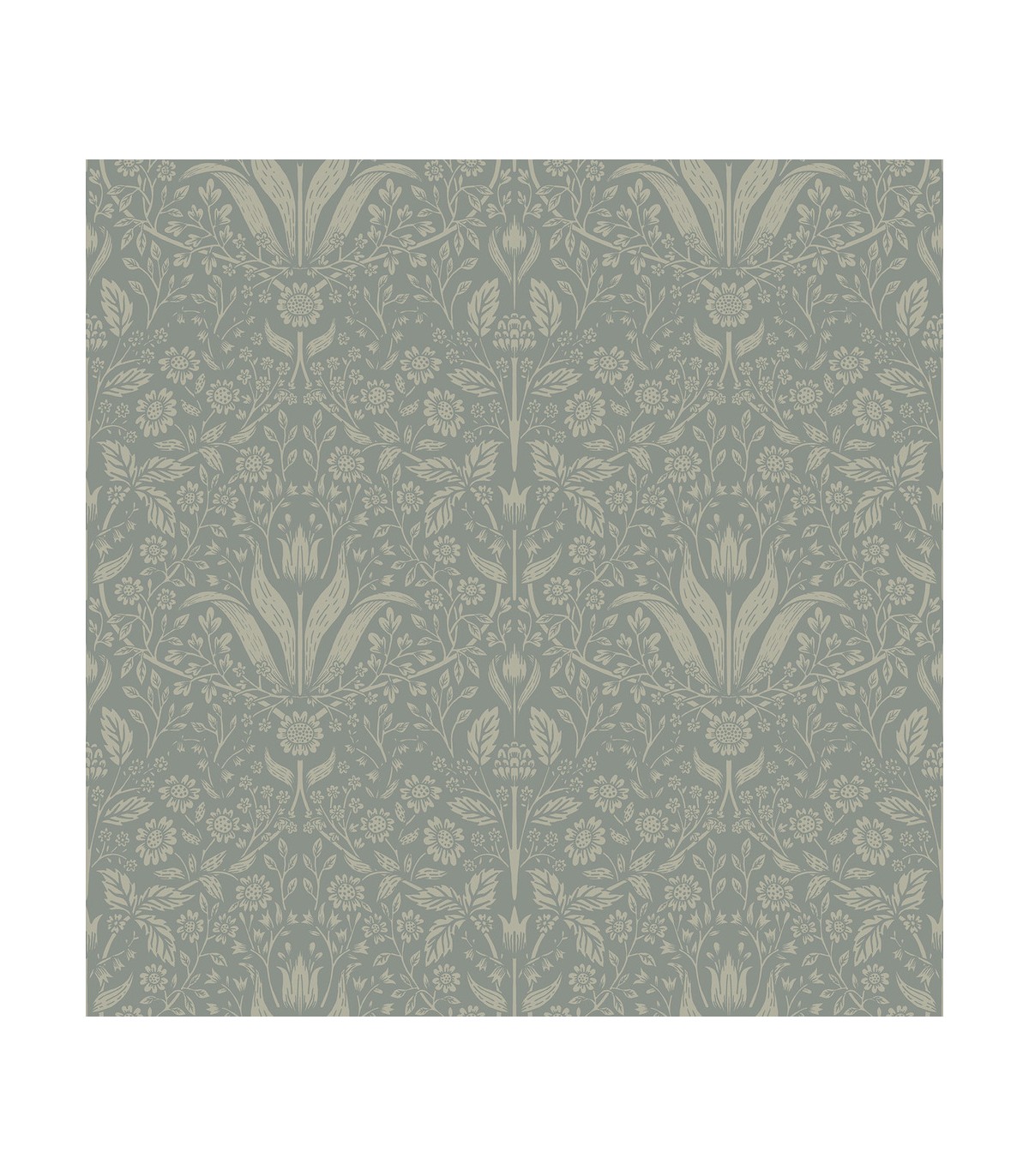 4143-34009 - Mara Green Tulip Ogee Wallpaper-Botanica