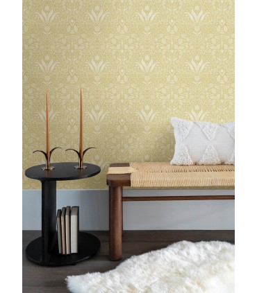 4143-34038 - Mara Yellow Tulip Ogee Wallpaper-Botanica
