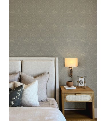 4143-34008 - Mara Grey Tulip Ogee Wallpaper-Botanica