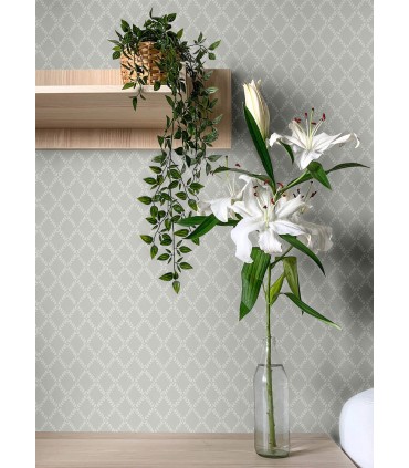 4143-34005 - Trevor Grey Leaf Trellis Wallpaper-Botanica