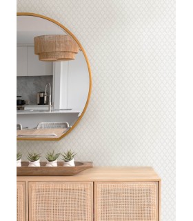 4143-34001 - Trevor White Leaf Trellis Wallpaper-Botanica