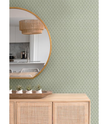 4143-34037 - Trevor Moss Leaf Trellis Wallpaper-Botanica