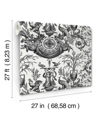 RT7813- Avian Fountain Toile Wallpaper-Toiles by York