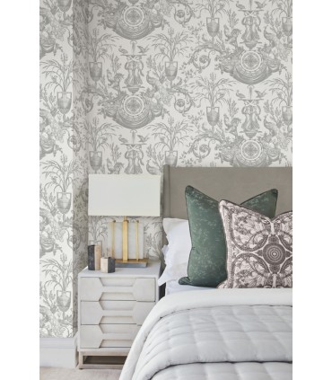 RT7815- Avian Fountain Toile Wallpaper-Toiles by York