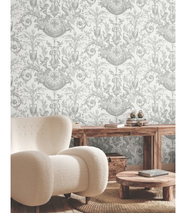 RT7815- Avian Fountain Toile Wallpaper-Toiles by York