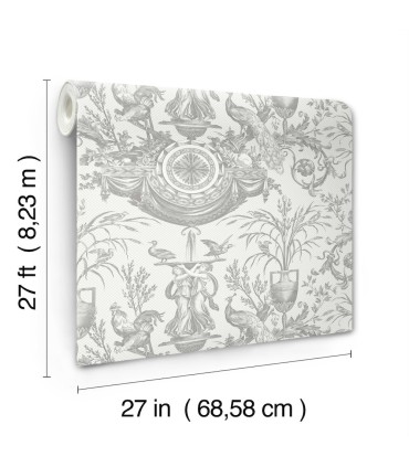 RT7815- Avian Fountain Toile Wallpaper-Toiles by York