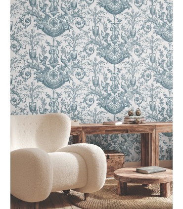 RT7811- Avian Fountain Toile Wallpaper-Toiles by York