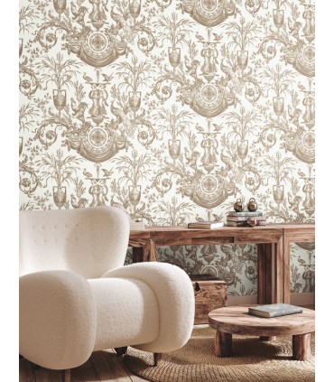 RT7812- Avian Fountain Toile Wallpaper-Toiles by York