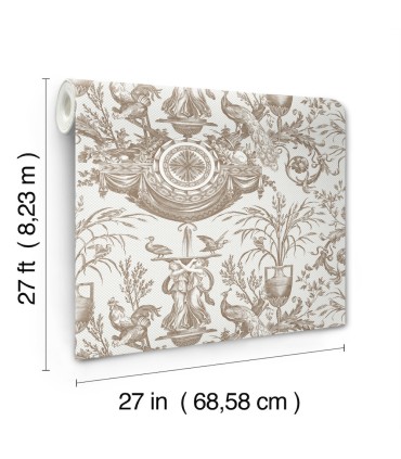 RT7812- Avian Fountain Toile Wallpaper-Toiles by York